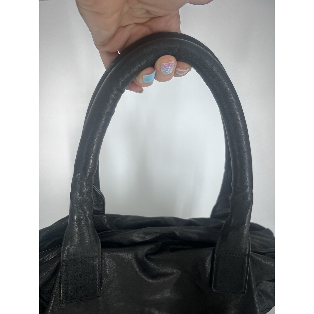 Yvonne Kone Black Leather Large Carryall Satchel 2 Compartment Shoulder Bag - Picture 13 of 16